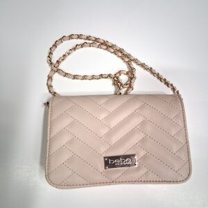 Bebe Light Beige Quilted Crossbody Bag